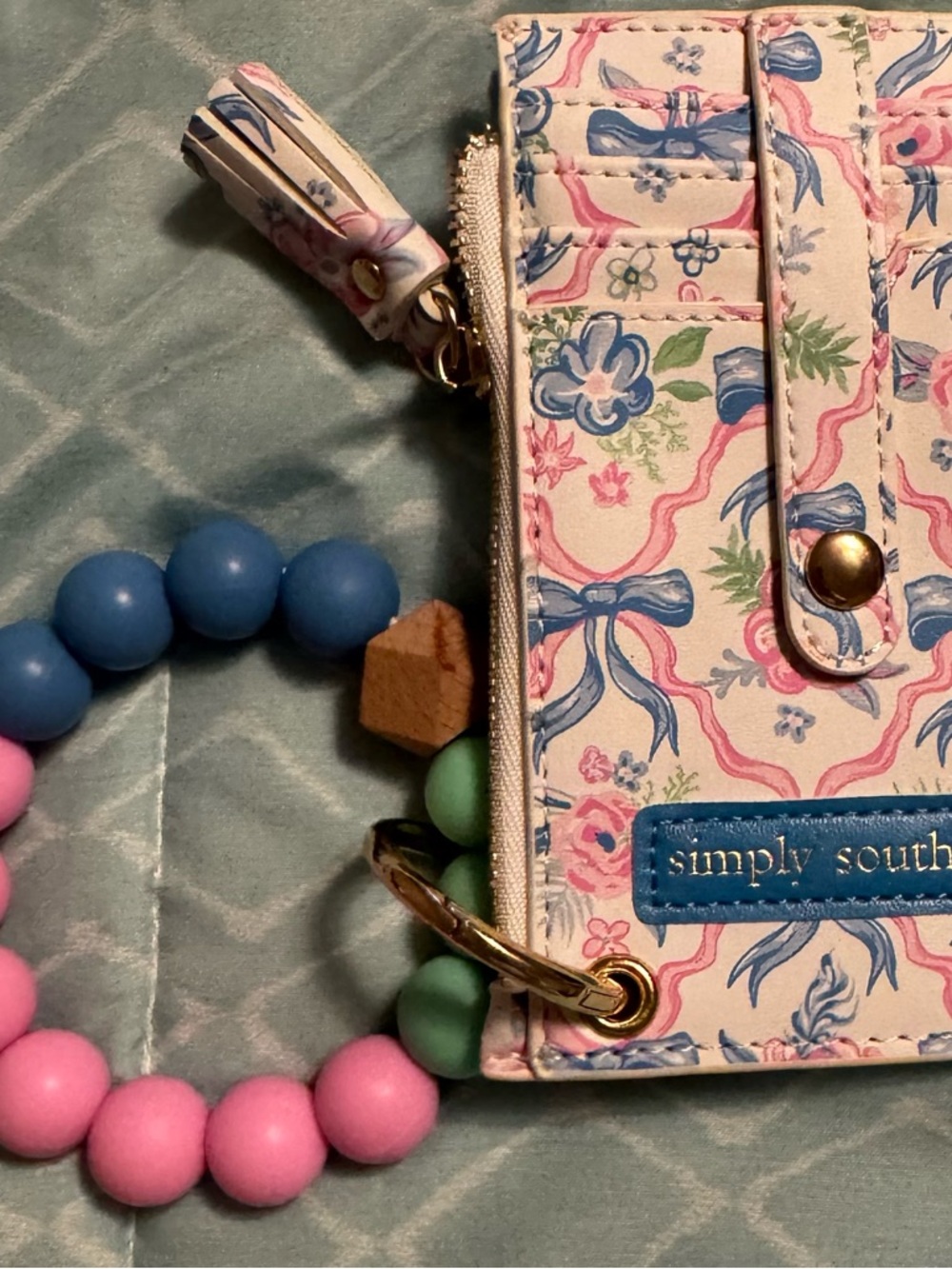 Simply Southern Girls' Floral Pink & Blue Wristlet Cardholder